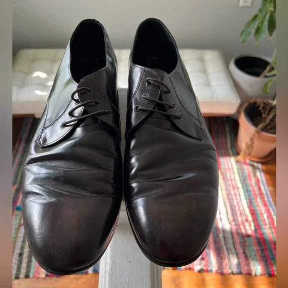 Burberry London Derby Shoes Men 24.5 Black Good Split Toe BU1430 Leather Italy 7 Burberry | Shoes | Burberry Black Leather Derby Shoes Eu 42  main image 2